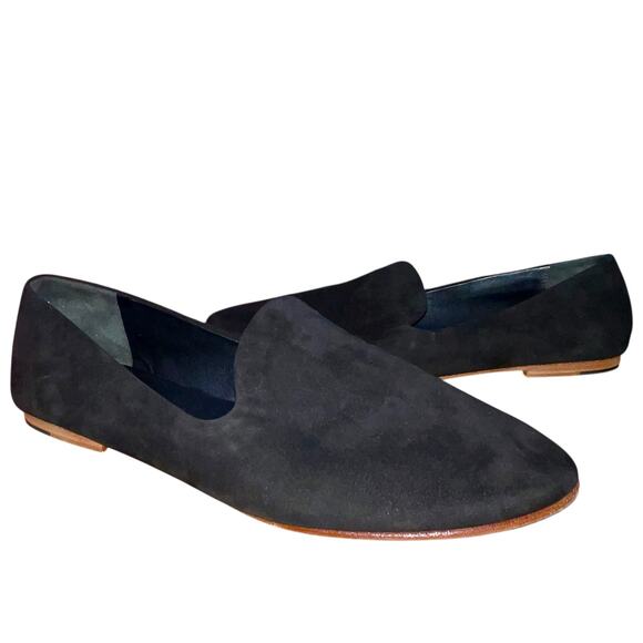 Vince Suede Leather Black Loafers Milo Slip On Flats - Picture 1 of 9